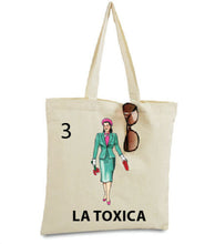 Load image into Gallery viewer, La Toxica from Loteria Vintage Mexican Card Bingo Illustration Reusable Tote Bag