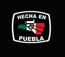 Load image into Gallery viewer, Hecha en Puebla letters Decal Car Window Laptop Flag Vinyl Sticker Mexico GTO Mexican Sticker, Trucking, Trokiando Trucks decal MX PUE
