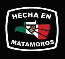 Load image into Gallery viewer, Hecha en Matamoros letters Decal Car Window Laptop Flag Vinyl Sticker Mexico SLP Mexican Sticker, Trucking, Trokiando Trucks decal MX MT