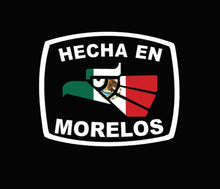 Load image into Gallery viewer, Hecha en Morelos letters Decal Car Window Laptop Flag Vinyl Sticker Mexico SLP Mexican Sticker, Trucking, Trokiando Trucks decal MX MOR