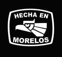 Load image into Gallery viewer, Hecha en Morelos letters Decal Car Window Laptop Flag Vinyl Sticker Mexico SLP Mexican Sticker, Trucking, Trokiando Trucks decal MX MOR