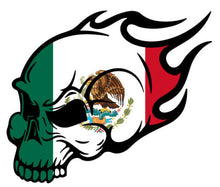 Load image into Gallery viewer, Mexican Skull w Flames Decal Car Window Laptop Map Vinyl Sticker Human Skeleton Death MX