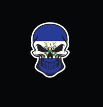 Load image into Gallery viewer, Salvadorian Skull Decal Car Window Laptop Vinyl Sticker Human Skeleton Dead El Salvador decal Centroamericano Flag sticker decal