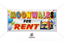 Load image into Gallery viewer, Moonwalks for Rent Vinyl Banner advertising Sign Full color any size Indoor Outdoor Advertising Vinyl Sign With Metal Grommet bounce rentals