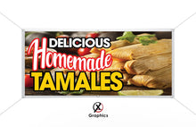Load image into Gallery viewer, Delicious Homemade Tamales Vinyl Banner advertising Sign Full color any size Indoor Outdoor Advertising Vinyl Sign With Metal Grommets