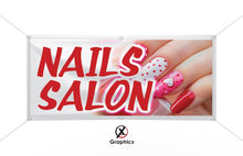 Load image into Gallery viewer, Nails Salon Vinyl Banner advertising Sign Full color any size Indoor Outdoor Advertising Vinyl Sign With Metal Grommets Beauty Salon Acrylic