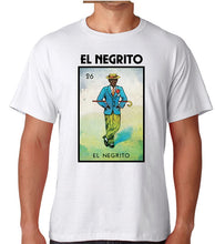 Load image into Gallery viewer, El Negrito Loteria Mexican Bingo T Shirt Short Sleeve, Gift Celebration Black & White Hippie Tee Lottery Game Funny Tee