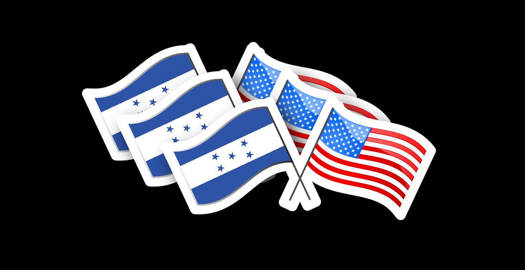 Honduras & USA Unity Flags Decal Car Window Vinyl Sticker Catracho USA Trucking