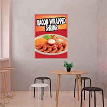 Load image into Gallery viewer, Bacon Wrapped Shrimp Sticker Window Sticker Food Truck Concession Vinyl Restaurant Wall Poster Sticker Shrimp Seafood
