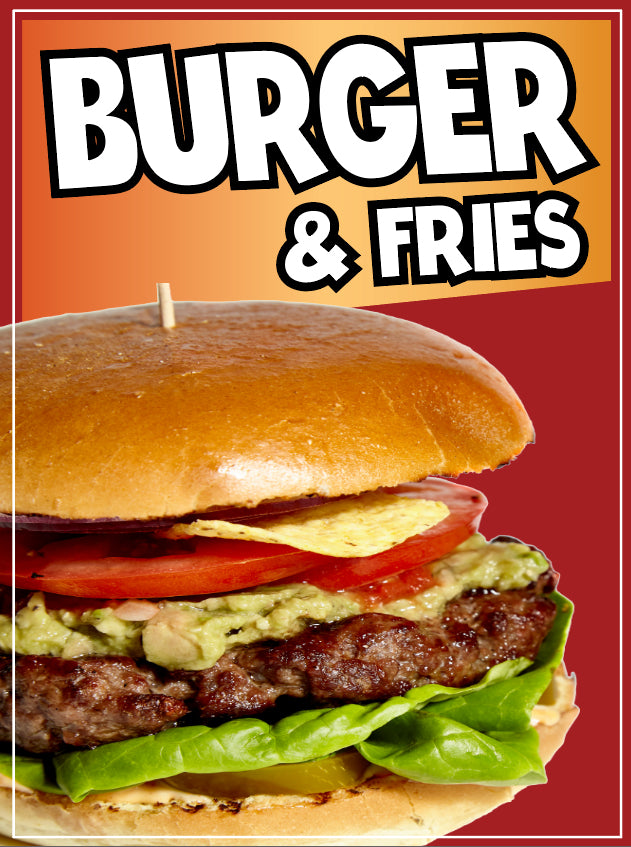 Burger & Fries Sticker Window Sticker Truck Concession Vinyl Restaurant Wall poster Sticker Food Decal