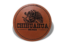 Load image into Gallery viewer, Chiihuahua Faux Leather Patch - Brown Leather Iron-On for Jackets, Vests Aguilar Mexican Flag Eagle Aguilar Mexicana CHIH 2.5"
