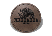 Load image into Gallery viewer, Chiihuahua Faux Leather Patch - Brown Leather Iron-On for Jackets, Vests Aguilar Mexican Flag Eagle Aguilar Mexicana CHIH 2.5"
