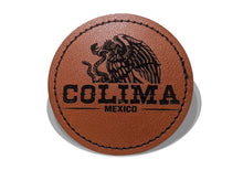 Load image into Gallery viewer, Colima Faux Leather Patch - Brown Leather Iron-On for Jackets, Vests Aguilar Mexican Flag Eagle Aguilar Mexicana COL 2.5"
