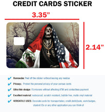 Load image into Gallery viewer, Santa Muerte Credit Card Skin Cover Vinyl Stickers (4 Pack) - Holy Death with Mexican &amp; USA Flag Sticker
