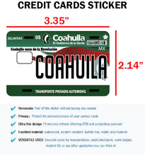 Load image into Gallery viewer, Coahuila Credit Card Skin Cover Vinyl Stickers (4 Pack) - COAH Mexican Decal
