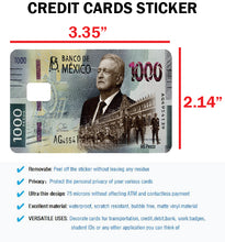 Load image into Gallery viewer, AMLO - Credit Card Skin Cover Vinyl Stickers (4 Pack) - Mexican PRESIDENT 1000 Pesos
