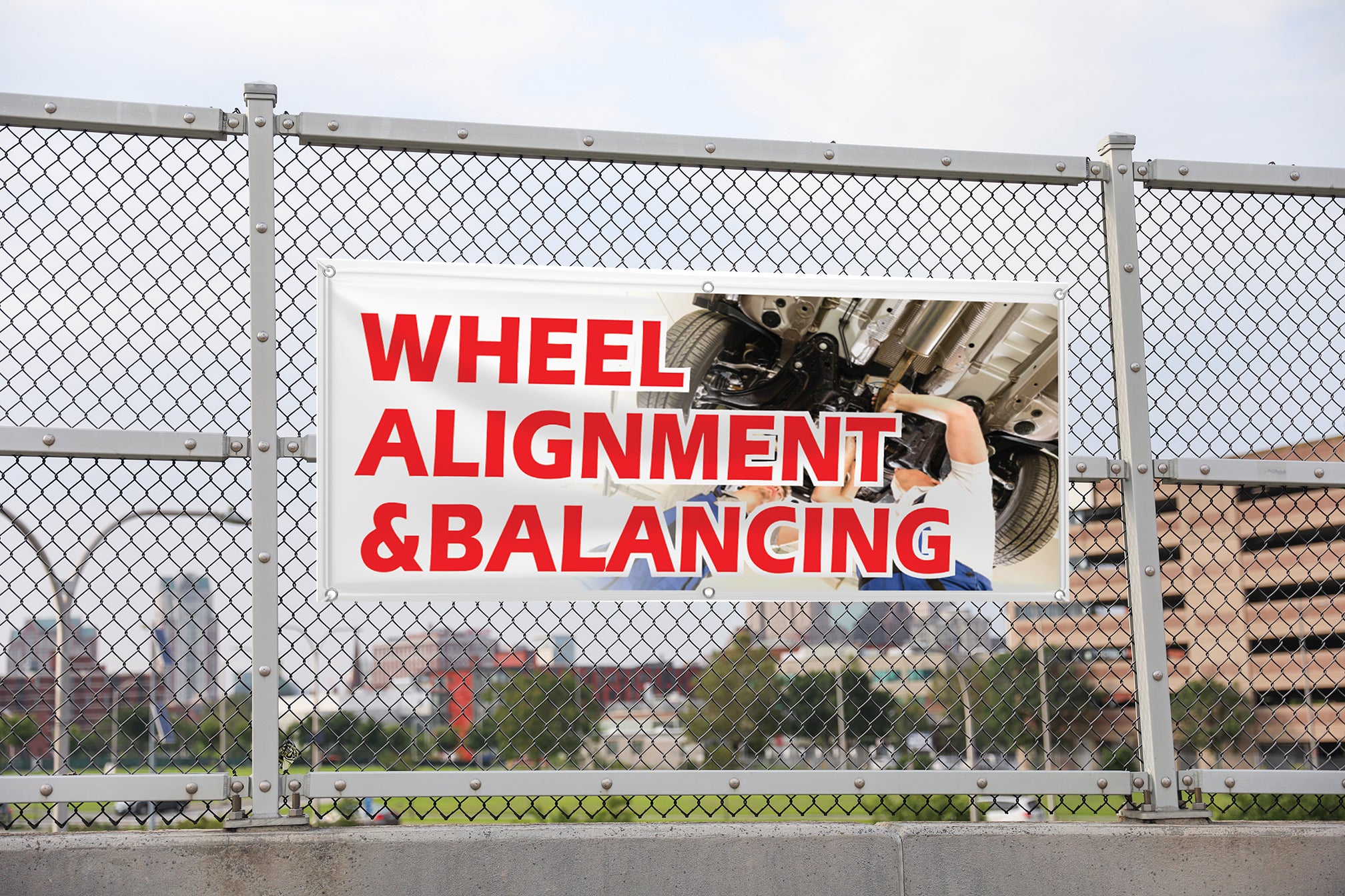 Wheel Alignment Advertisement Wheel Alignment & Balancing Vinyl Banner advertising Sign Full color a ...