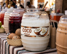 Load image into Gallery viewer, Coco Vinyl Sticker Aguas Frescas Vitrolero sticker coconut Sticker Water Jar decal 3x10in
