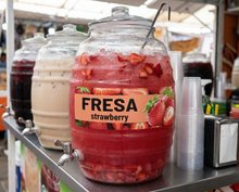 Load image into Gallery viewer, Fresa Vinyl Sticker Aguas Frescas Vitrolero sticker Strawberry Sticker Water Jar decal 3x10in
