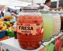 Load image into Gallery viewer, Fresa Vinyl Sticker Aguas Frescas Vitrolero sticker Strawberry Sticker Water Jar decal 3x10in
