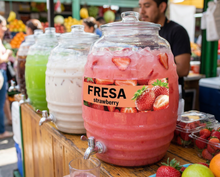 Load image into Gallery viewer, Fresa Vinyl Sticker Aguas Frescas Vitrolero sticker Strawberry Sticker Water Jar decal 3x10in
