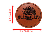 Load image into Gallery viewer, Guanajuato Faux Leather Patch - Brown Leather Iron-On for Jackets, Vests Aguilar Mexican Flag Eagle Aguilar Mexicana GTO 2.5"

