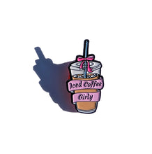 Load image into Gallery viewer, Iced Coffee Girly Pointing Pin For Caps And Clothing Enamel Badge Coffee Cup
