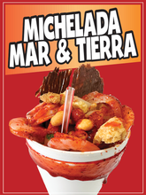 Load image into Gallery viewer, Michelada Mar y Tierra Decal Window Sticker Mexican Food Truck Concession Vinyl Restaurant Mexican drink Image Sticker
