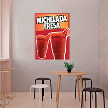 Load image into Gallery viewer, Michelada Fresa Decal Window Sticker Mexican Food Truck Concession Vinyl Restaurant Mexican drink Image Sticker Strawberry Michelada
