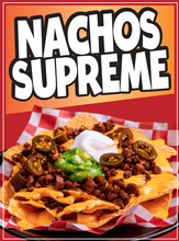 Load image into Gallery viewer, Nachos Supreme Decal Window Sticker Mexican Food Truck Concession Vinyl Restaurant Mexican Nachos with Fajiitas Image
