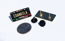 Load image into Gallery viewer, Coahuila Car Plate Pin For Caps And Clothing Enamel Badge Pin COAH Black Plate Mexico plate Pin Mexican Pin
