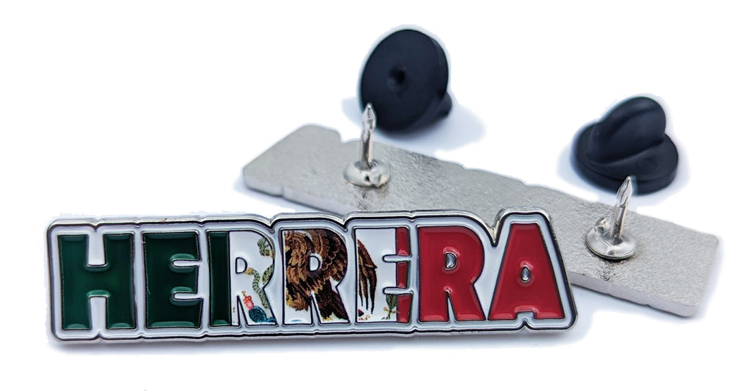 Pin Herrera Pin For Caps And Clothing Enamel Badge Pin Herrera Mexican Letters Pin Mexican Flag Pin Latino Pin Mexico Pin