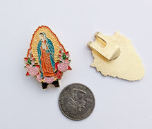 Load image into Gallery viewer, Clip VIrgen de Guadalupe Pin for Caps Clothing Enamel Badge Pin Guadalupana Pin For Caps And Clothing Enamel Badge Religious pin Virgin Mary
