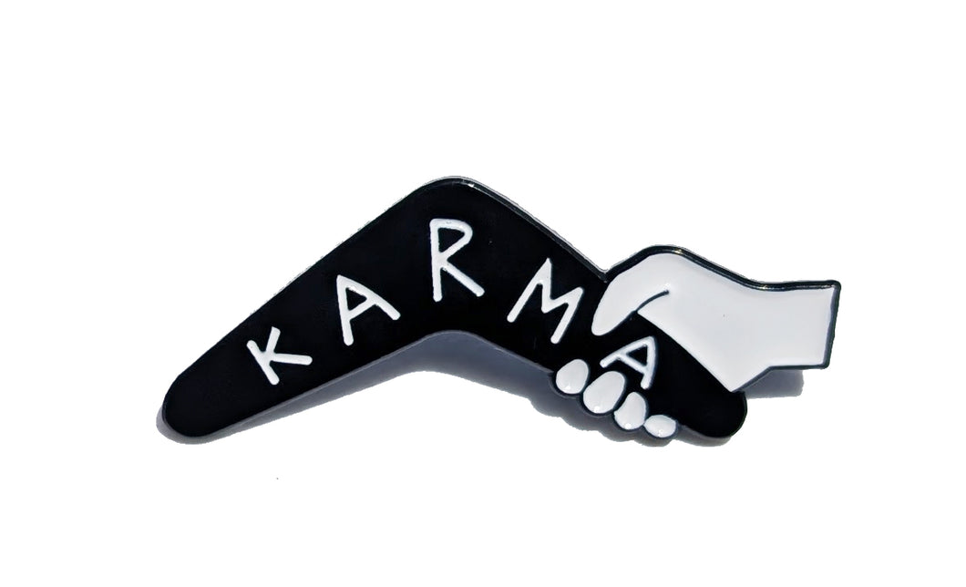 Pin Karma Hand for Caps Clothing Enamel Badge Pin Boomerang Karma