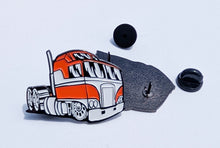 Load image into Gallery viewer, Pin Orange 18 Wheeler for Caps Clothing Enamel Badge Pin Red trailer Box Truck
