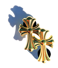 Load image into Gallery viewer, Gold Cross Pin for Caps Clothing Enamel Badge double crosses Pin For Caps And Clothing Enamel Badge Religious Christian Catholic faith
