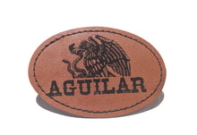 Load image into Gallery viewer, Aguilar Faux Leather Patch – 3x2" Brown Leather Iron-On for Jackets, Vests Aguilar Mexican Flag Eagle Aguilar Mexicana
