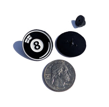 Load image into Gallery viewer, Black 8 eight Pool Pin For Caps And Clothing Enamel Badge Brooches backpack Embellishments #8 pool dice pin

