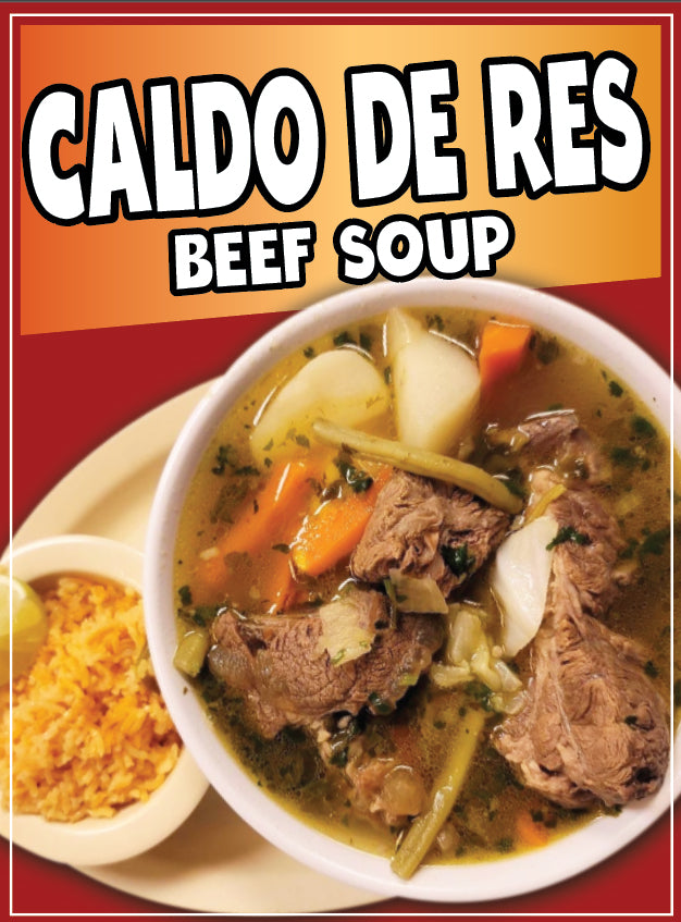 Caldo de Res Sign Decal Window Sticker Truck Concession Vinyl Restaurant Mexican Food Sign Sticker #2