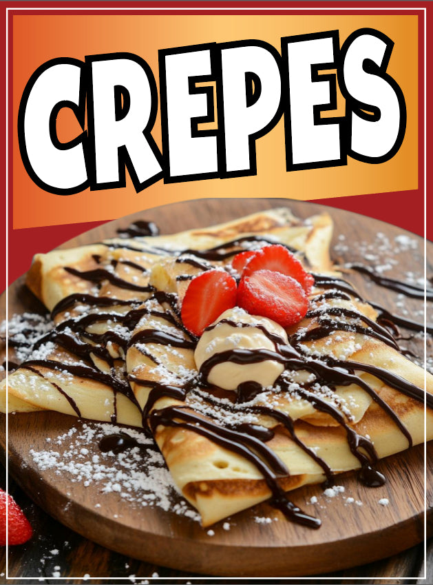 Crepes Sign Decal Window Sticker Truck Concession Vinyl Restaurant  Crepes Sign