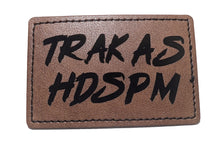 Load image into Gallery viewer, Trakas HDSPM Faux Leather Patch – 3x2" Brown Leather Iron-On for Jackets, Vests
