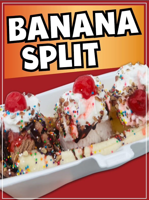 Banana Split Sign Decal Window Sticker Truck Concession Vinyl Restaurant Banana Split Sign #2
