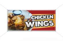 Load image into Gallery viewer, Chicken Wings Vinyl Banner advertising Sign Full color any size Indoor Outdoor Advertising Vinyl Sign With Metal Grommets Alitas Sign
