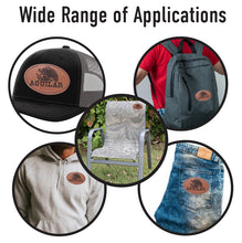 Load image into Gallery viewer, Aguilar Faux Leather Patch – 3x2" Brown Leather Iron-On for Jackets, Vests Aguilar Mexican Flag Eagle Aguilar Mexicana
