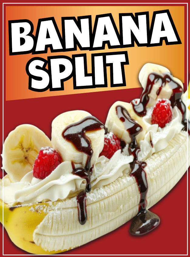 Banana Split Sign Decal Window Sticker Truck Concession Vinyl Restaurant Banana Split Sign