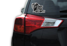 Load image into Gallery viewer, Dios por Delante Decal Car Window Vinyl Sticker Mexican Flag Trucking Sticker Jesus Face Decal #2
