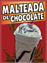 Load image into Gallery viewer, Malteada de Chocolate Sign Decal Window Sticker Truck Concession Vinyl Restaurant Chocolate Shake Sign
