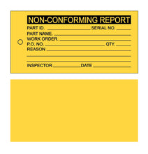 Load image into Gallery viewer, Yellow Tags Non-Conforming Report Tag,2.6&quot; X 5.60&quot; In, Pk 100 NCR
