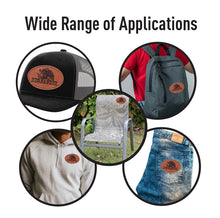 Load image into Gallery viewer, Hernandez Faux Leather Patch – 3x2" Brown Leather Iron-On for Jackets, Vests Aguilar Mexican Flag Eagle Aguilar Mexicana
