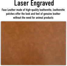 Load image into Gallery viewer, Virgen de Guadalupe Faux Leather Patch – 3x2" Brown Leather Iron-On for Jackets, Vests
